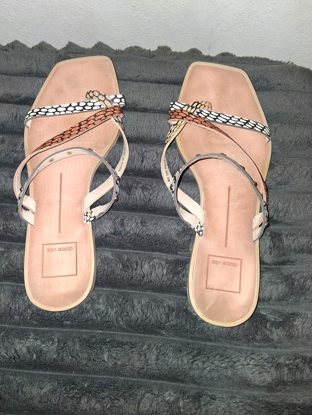 Dolce Vita Multicolor Strappy Sandal with Snake-Print Accents
